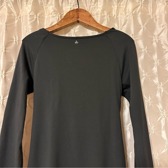 Prana Black Tally Faux Wrap Midi Knee Long Sleeve Dress - Picture 5 of 10